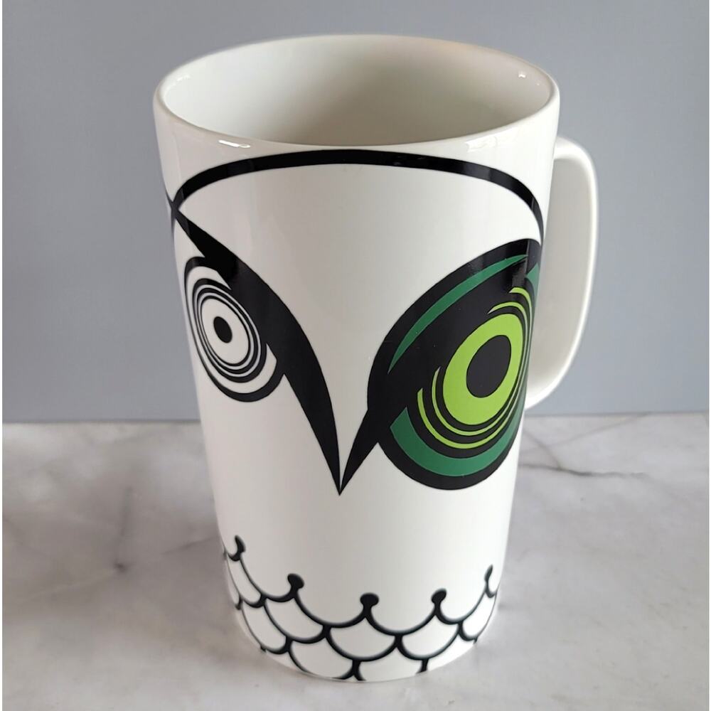 Starbucks 2014 OWL WITH GREEN EYES TALL COFFEE MUG Limited Collector Series 16oz
